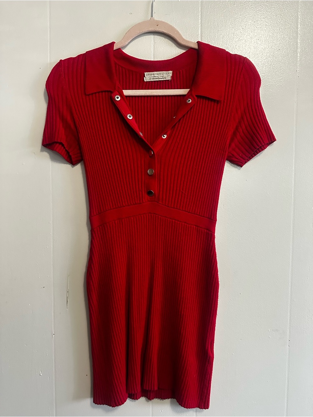 Urban Outfitters Red Ribbed Polo Mini Dress